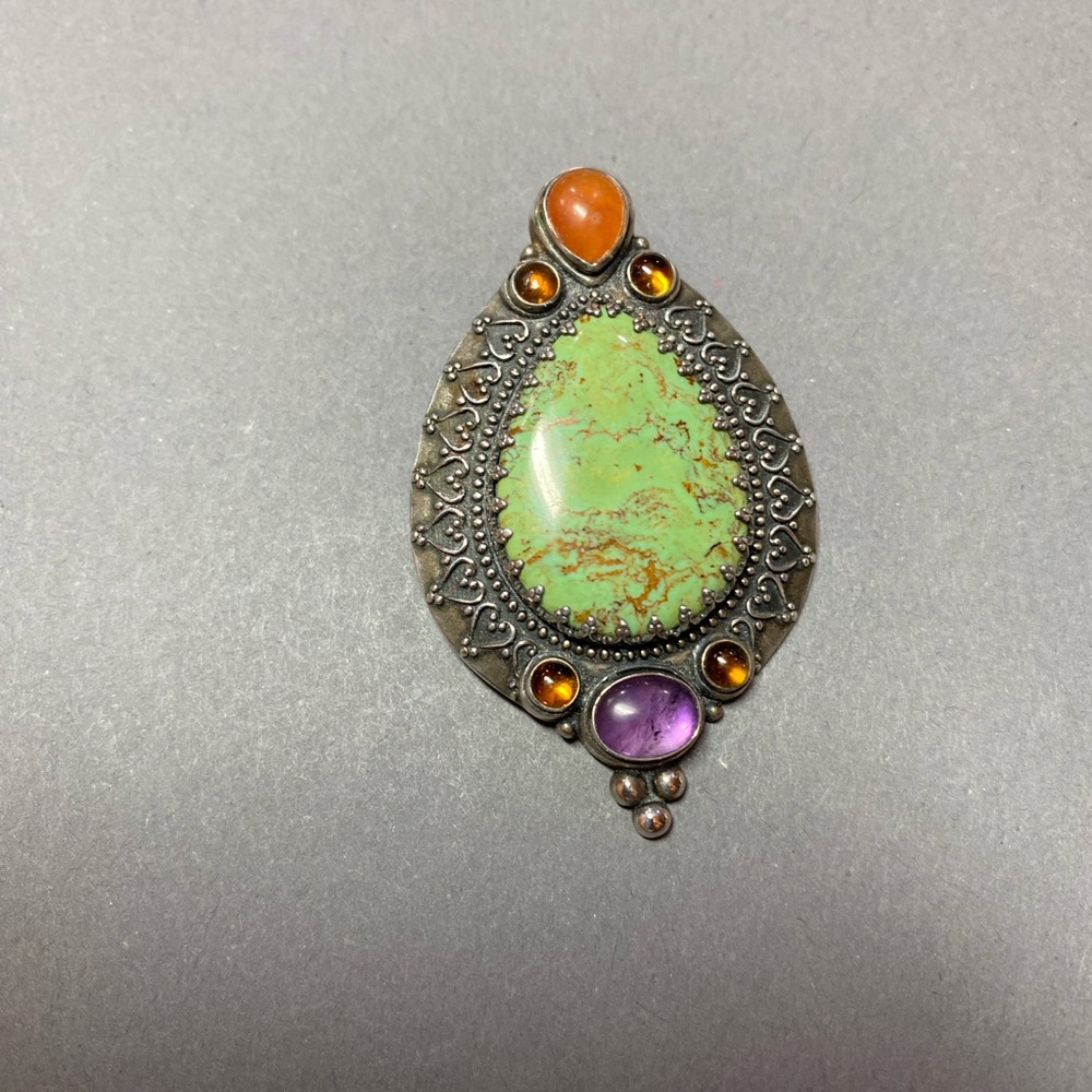 Carolyn pollack sterling silver turquoise gemstone pendant enchancer